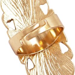 Rosemarie & Jubalee Women's Western Style Statement Oval Turquoise Howlite Stone Burnished Gold Tone Concho Adjustable Ring, 1.75" - Image 3