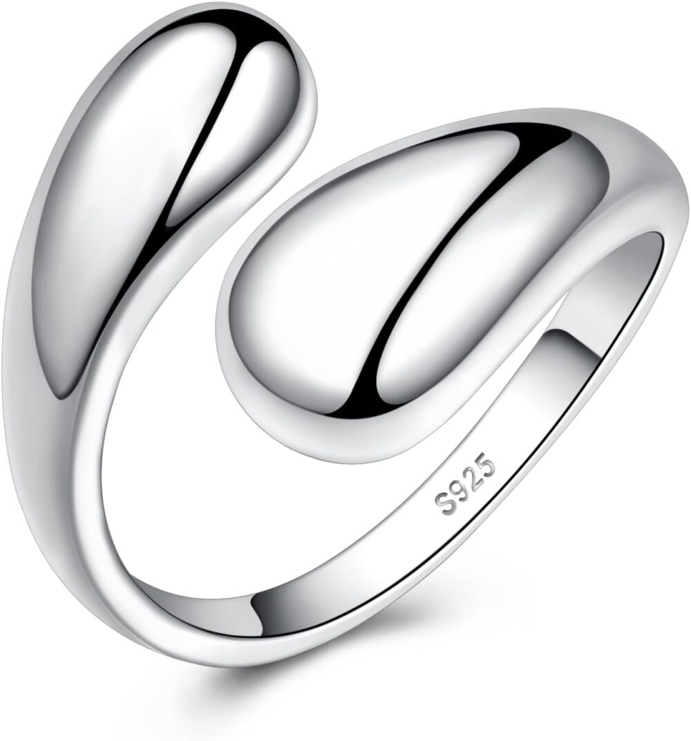 925 Sterling Silver Ring Inspirational Jewelry adjustable Wrap Open Rings for Women Girls