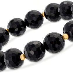 Ross-Simons 10mm Gemstone Bead Stretch Bracelet with 14kt Yellow Gold