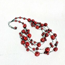 Red Multistrand Statement Necklace for Women with Acai and Macrame | Fair Trade Eco Friendly Artisan Jewelry - Image 7
