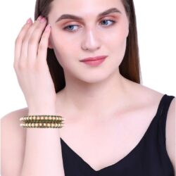 Efulgenz Beaded Bangles Faux Pearl Antique Boho Kundan Bangle Crystal Bracelet Bridal Wedding Party Statement Jewelry for Women - Image 4