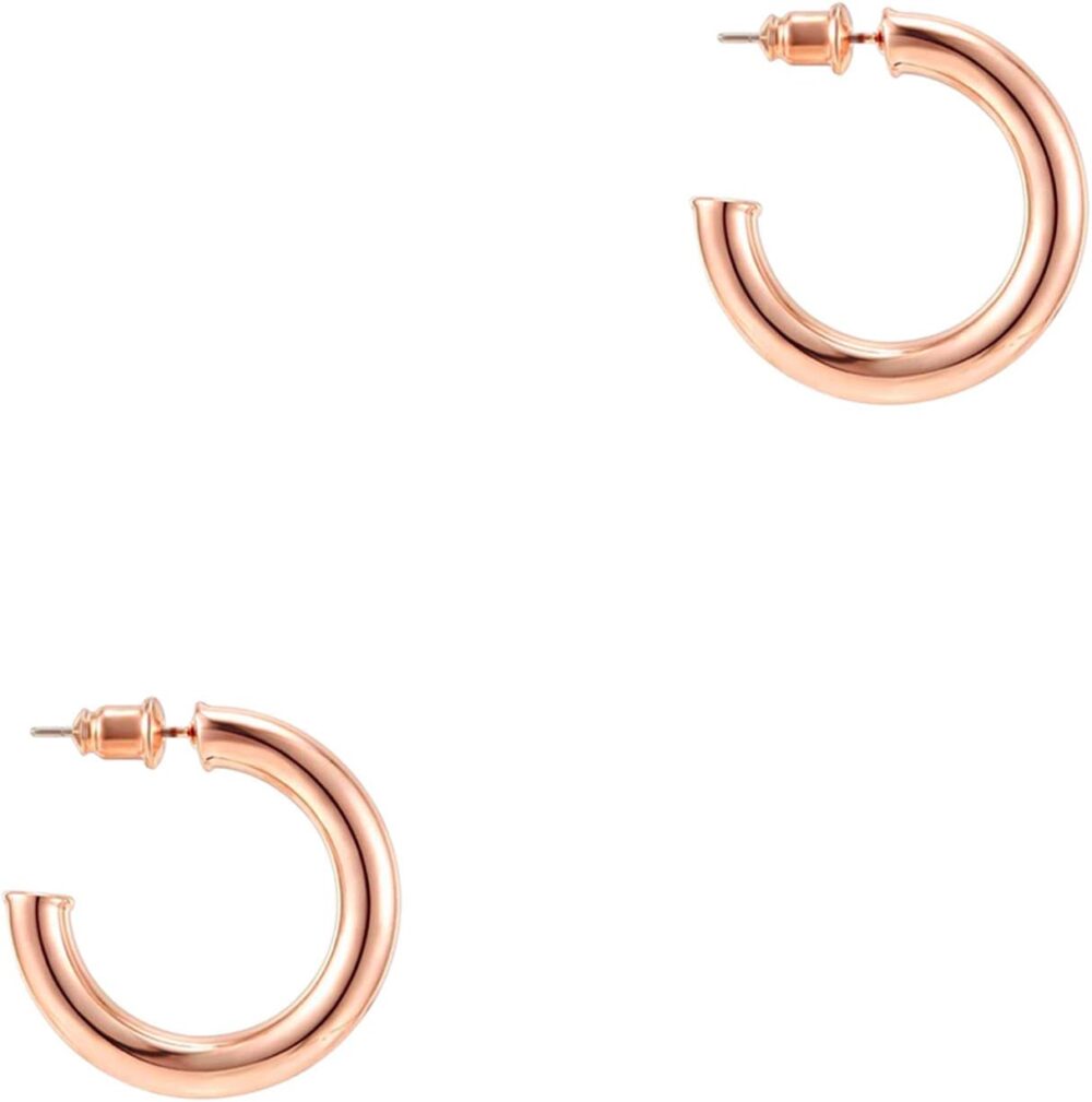 PAVOI 14K Gold Plated Hoop Earrings For Women | 3.5mm Thick Infinity Gold Hoops Women Earrings | Gold Plated Loop Earrings For Women | Lightweight Hoop Earrings Set For Girls