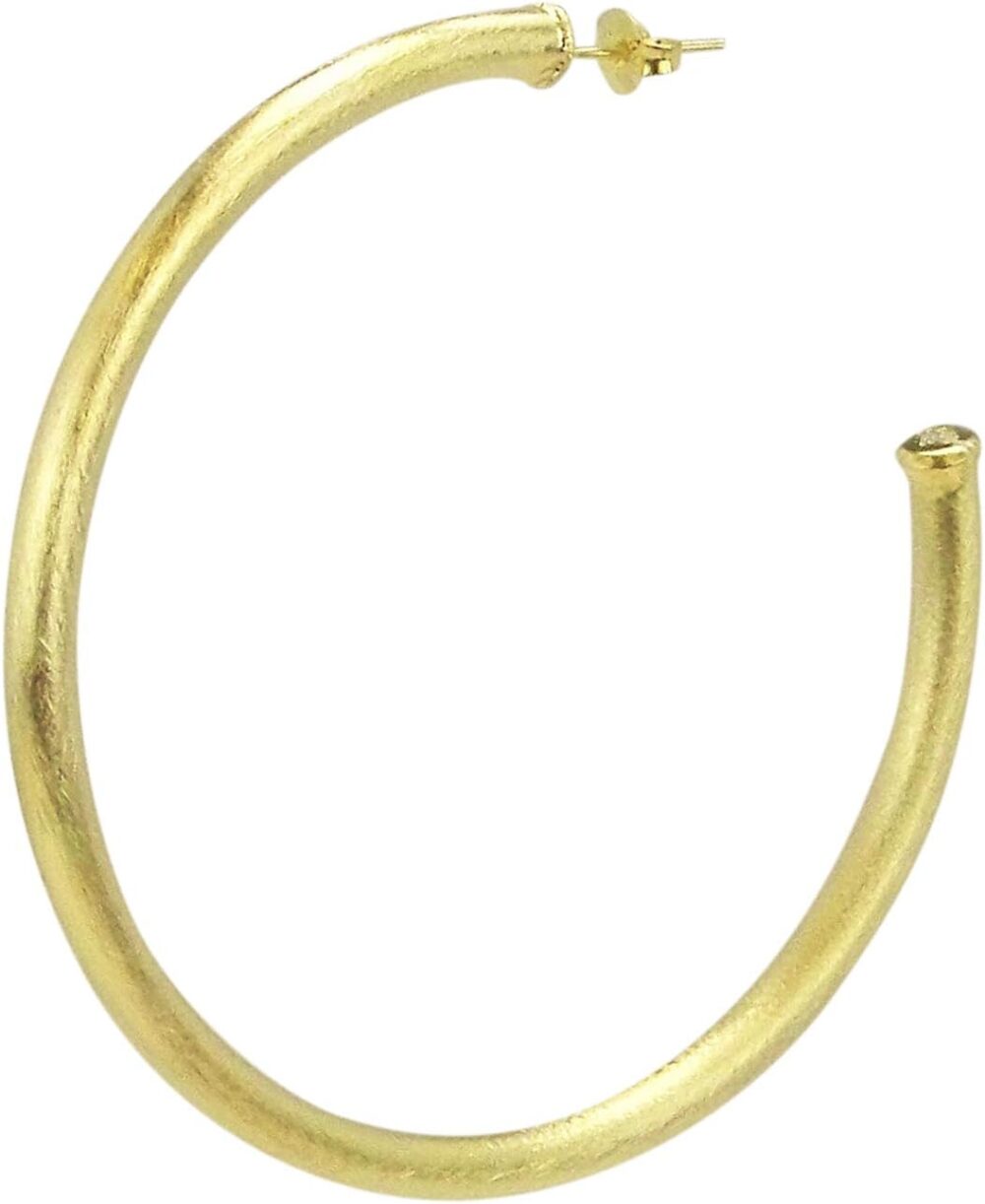 Everybody's Favorite Large 2.5 Inch Tubular Lightweight Statement Hoop Earrings in Brush Gold Plated - Image 2