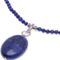 Handcrafted Lapis Lazuli Pendant Necklace | Crystal Pendant | Adjustable Sterling Silver Necklace | Artisan Blue Lady Necklace - Image 5