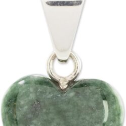 NOVICA Artisan Handmade Jade Heart Necklace Artisan Crafted Shaped Pendant .925 Sterling Silver Green Guatemala 'Love Immemorial'