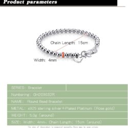 New Women's 925 Sterling Silver Bracelet Minimalist 4-6MM Round Bead Chain Solid Silver Bracelet Charm Jewelry Lobster Claw Clasp - Image 2