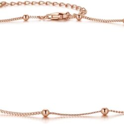 EPIRORA Choker Necklace for Women 925 Sterling Silver Gold Plated Dainty Satellite Bead Chain Pendant Minimalist Jewelry, 16''+2"