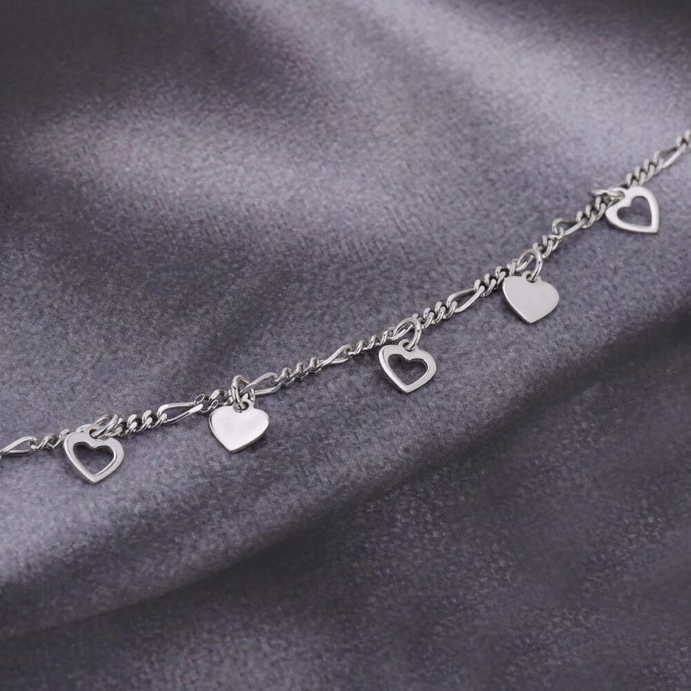 Vanbelle Sterling Silver Jewelry - Rhodium Plated with 925 Stamp - Hanging Open and Close Heart Bracelet - Elegant handcrafted - for Women - 6.5" long + 1" extender - Image 6