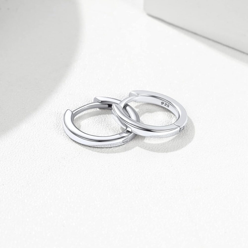 10mm Simple Hoop Earrings Women Minimalist Huggie Hoops Solid Silver Polishing Sleeping Ear Charms - Image 9