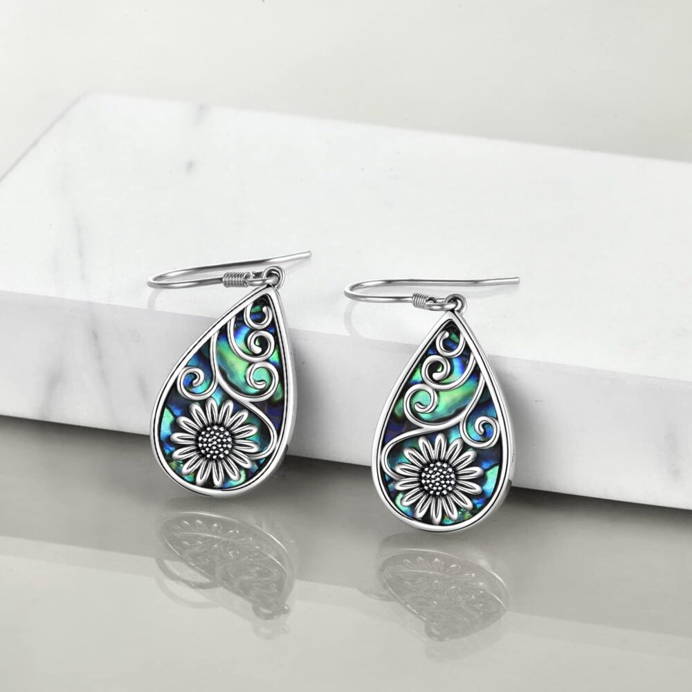 925 Sterling Silver Life Tree Dangle Earrings for Women Girls - Fashion Abalone Shell Jewelry, Birthday Gifts for Mom - Image 5