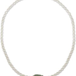 Handmade Cultured Freshwater Pearl Jade Pendant Necklace, Sterling Silver Green White Strand, Thailand Birthstone