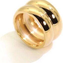 Shapes Studio 18K Gold Plated Titanium Large Twin Band Ring, Double Band Stackable Ring, Bold Chunky Minimalist Women Jewelry