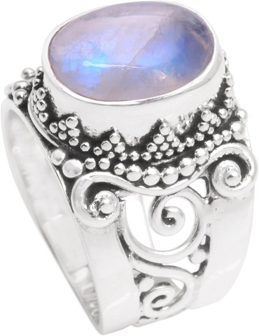 NOVICA Artisan Handmade Rainbow Moonstone Cocktail Ring .925 Sterling Silver Single Clear Indonesia Gemstone 'Glorious Vines' - Image 2