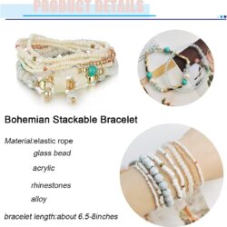8 Sets Bohemian Stackable Bead Bracelets for Women Bohemian Bracelets Stretch Multi Layered beads Bracelet Set Boho Multicolor Jewelry - Image 3