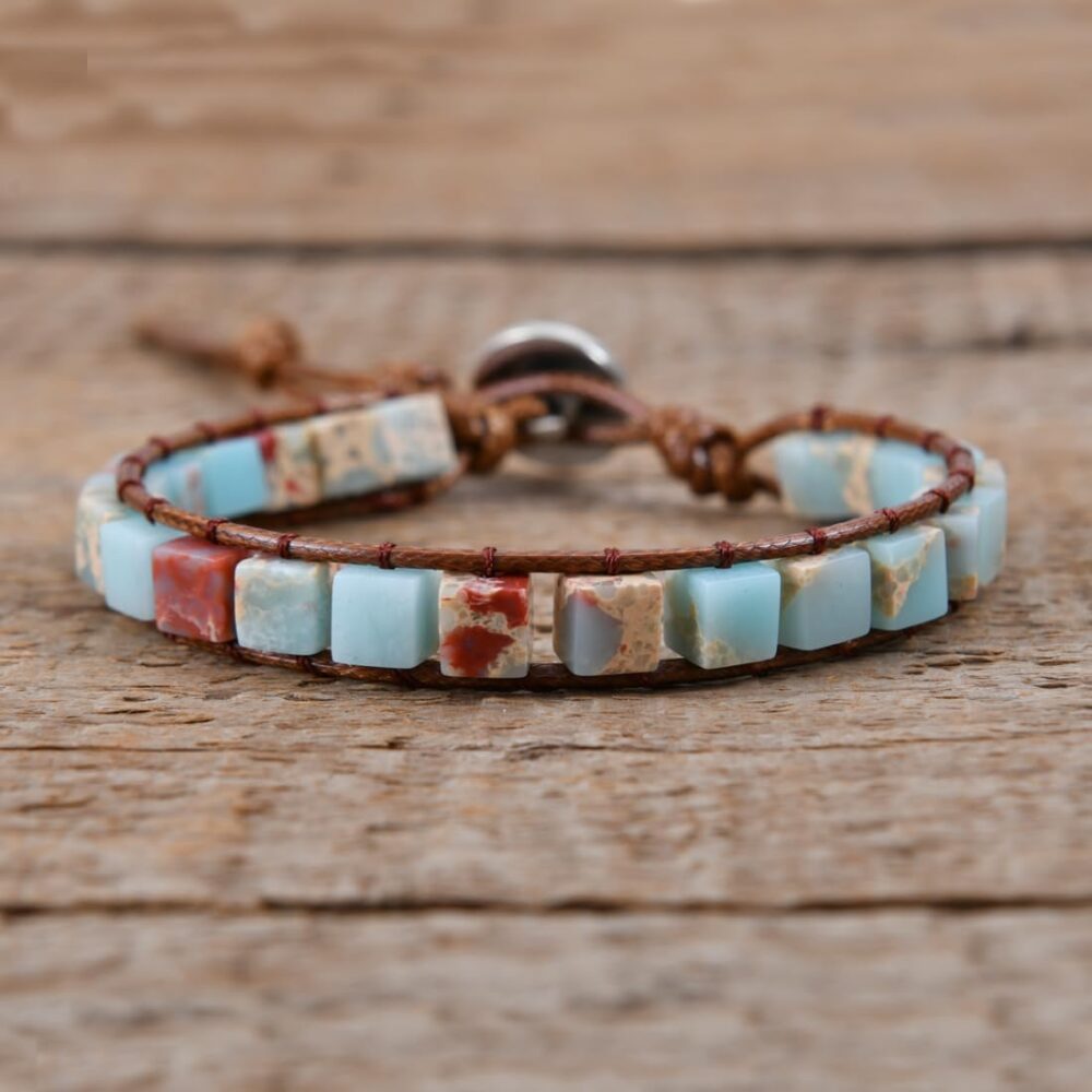 YGLINE Boho Handmade Natural Stone Wrap Bracelets Crystal Beads Bracelet Jewelry - Image 2