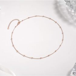 EPIRORA Choker Necklace for Women 925 Sterling Silver Gold Plated Dainty Satellite Bead Chain Pendant Minimalist Jewelry, 16''+2" - Image 3