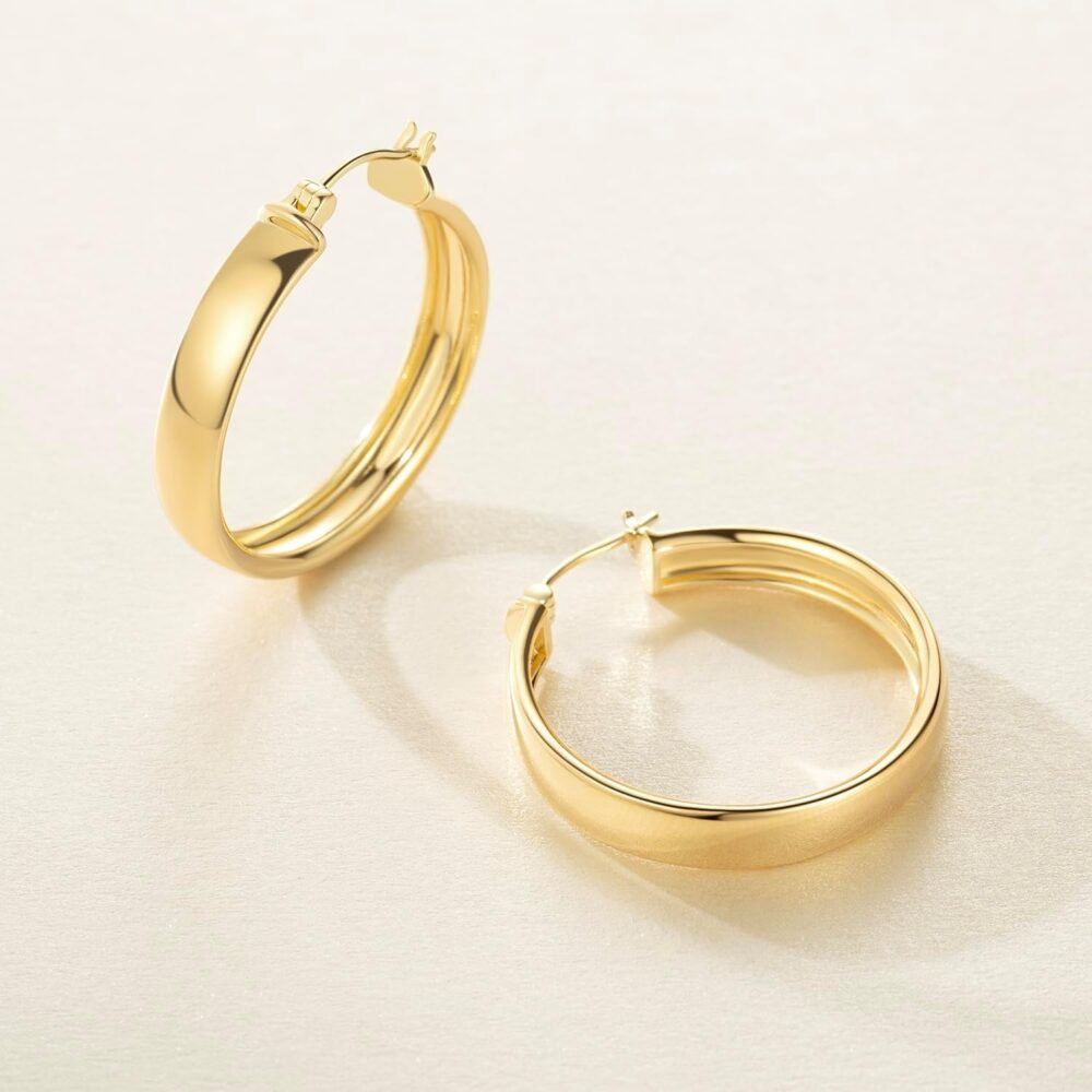 14K Gold Hoop Earrings for Women,Gold Hoops Earrings for Women 14K Gold Earrings Large Hoop Earrings Minimalist Earring Hoops 30mm - Image 7