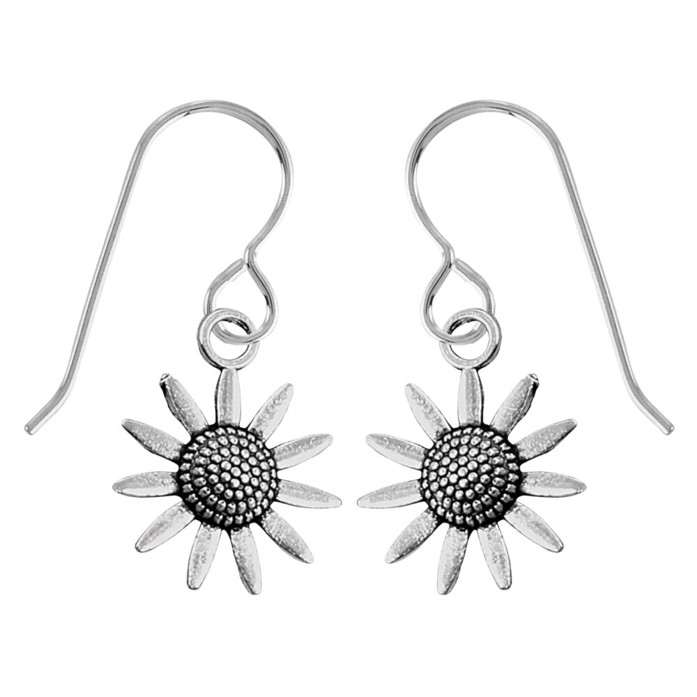 Sunflower Dangle Earrings | Fun Summer Earrings for Women and Girls in Sterling Silver - Image 3