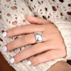 Boho-Magic 925 Sterling Silver Spinner Ring for Women Fidget Ring Band Wide Dome Ring - Image 6
