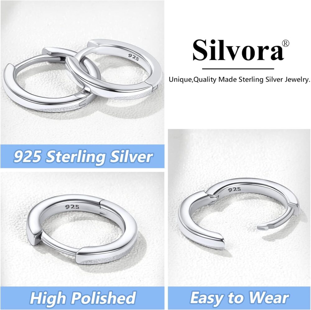 10mm Simple Hoop Earrings Women Minimalist Huggie Hoops Solid Silver Polishing Sleeping Ear Charms - Image 4