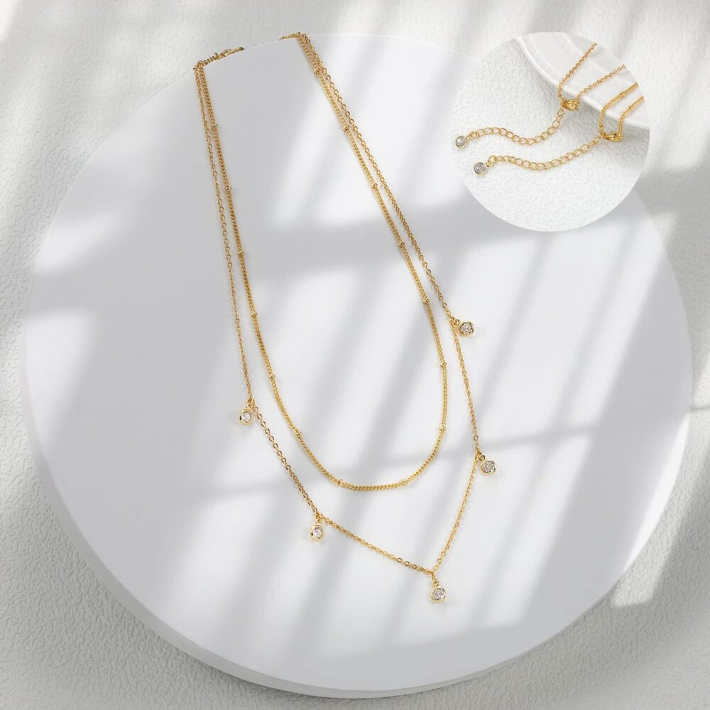 CHESKY Dainty Gold Necklace for Women, Trendy 14k Gold Plated/Sterling Silver Satellite Choker Necklace Thin Beaded Layered Choker Necklaces Discs Paperclip Chain Necklaces Womens Simple Jewelry Gift - Image 4