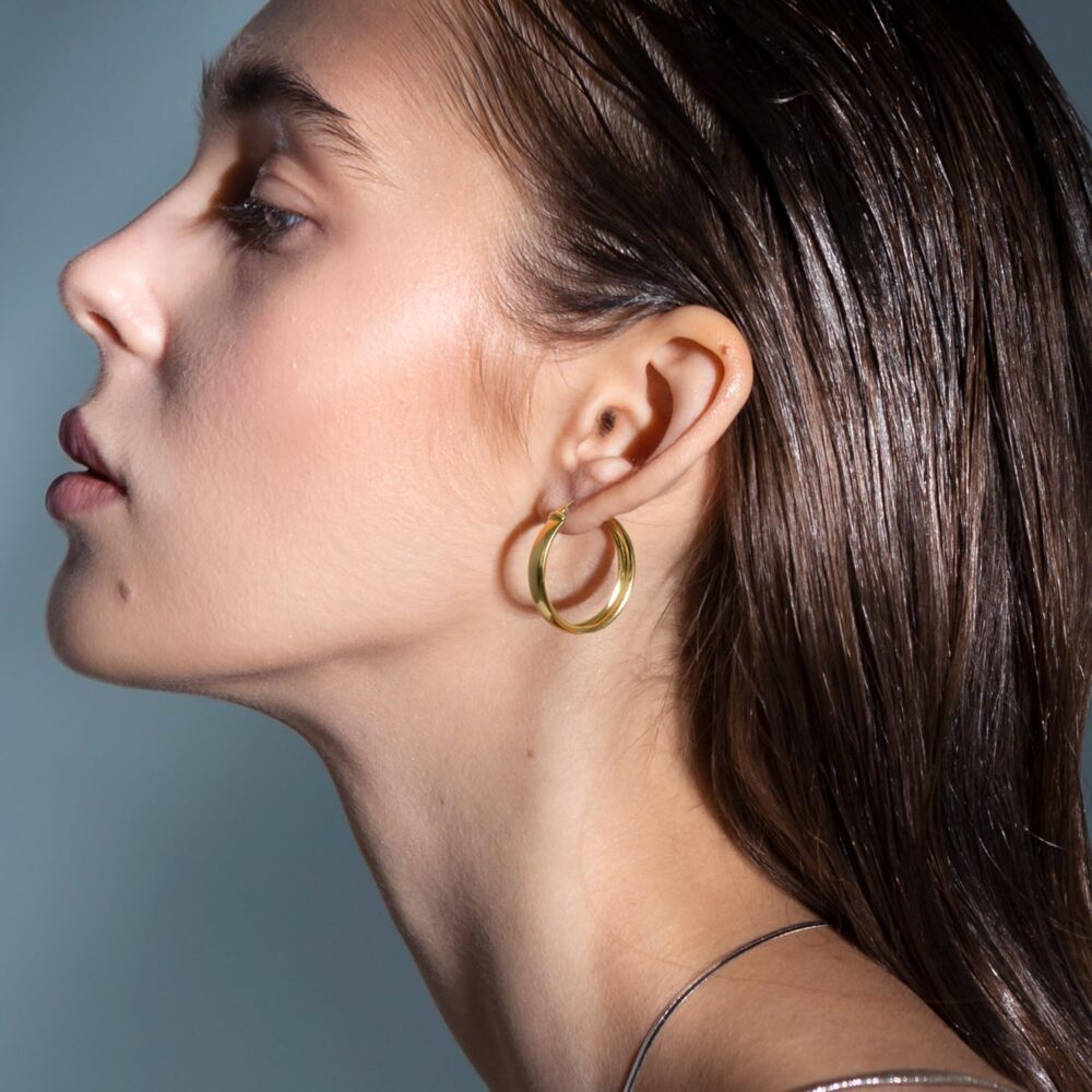 14K Gold Hoop Earrings for Women,Gold Hoops Earrings for Women 14K Gold Earrings Large Hoop Earrings Minimalist Earring Hoops 30mm - Image 5