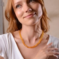 Amberistan Honey Amber Necklace for Women with 18K Gold Plated Silver Clasp - 17inch + 2inch Extender- HandMade from Baroque Amber Beads (Honey) - Image 2