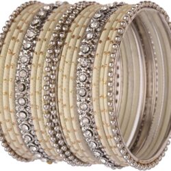 Efulgenz Indian Oxidized Jewelry for Navratri Indian Bangle Set Rhinestone Crystal Boho Oxidized Bracelet Metal Bangle Set Jewelry for Women - Image 5
