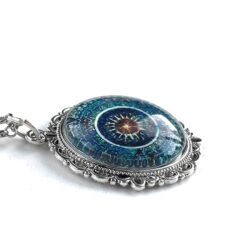 Blue Mandala Necklace - Bohemian Pendant for Women - Handmade Meditation Jewelry - Image 4