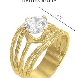 14K Gold Over Sterling Silver Statement Rings With 3.40 TCW Floating Cubic Zirconia, Wire Wrap Ring, Dainty Gold Rings, Gifts For Women, Aesthetic Jewelry, Rings For Women, Gold Jewelry For Women - Image 6