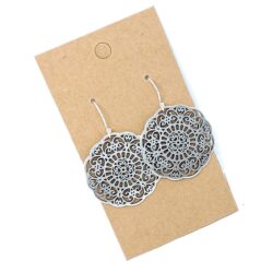 Filigree Floral Medallion on Sterling Silver Dangle Earrings Women Handmade Sundance Dreams Designs Boho