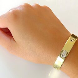 LESLIE BOULES 18K Gold Plated Hamsa Hand Cuff Bracelet for Women Fashion Jewelry - Image 6