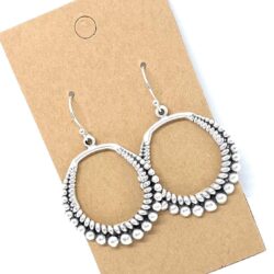 Detailed Swirl Hoop on Sterling Silver Earrings Boho Bohemian