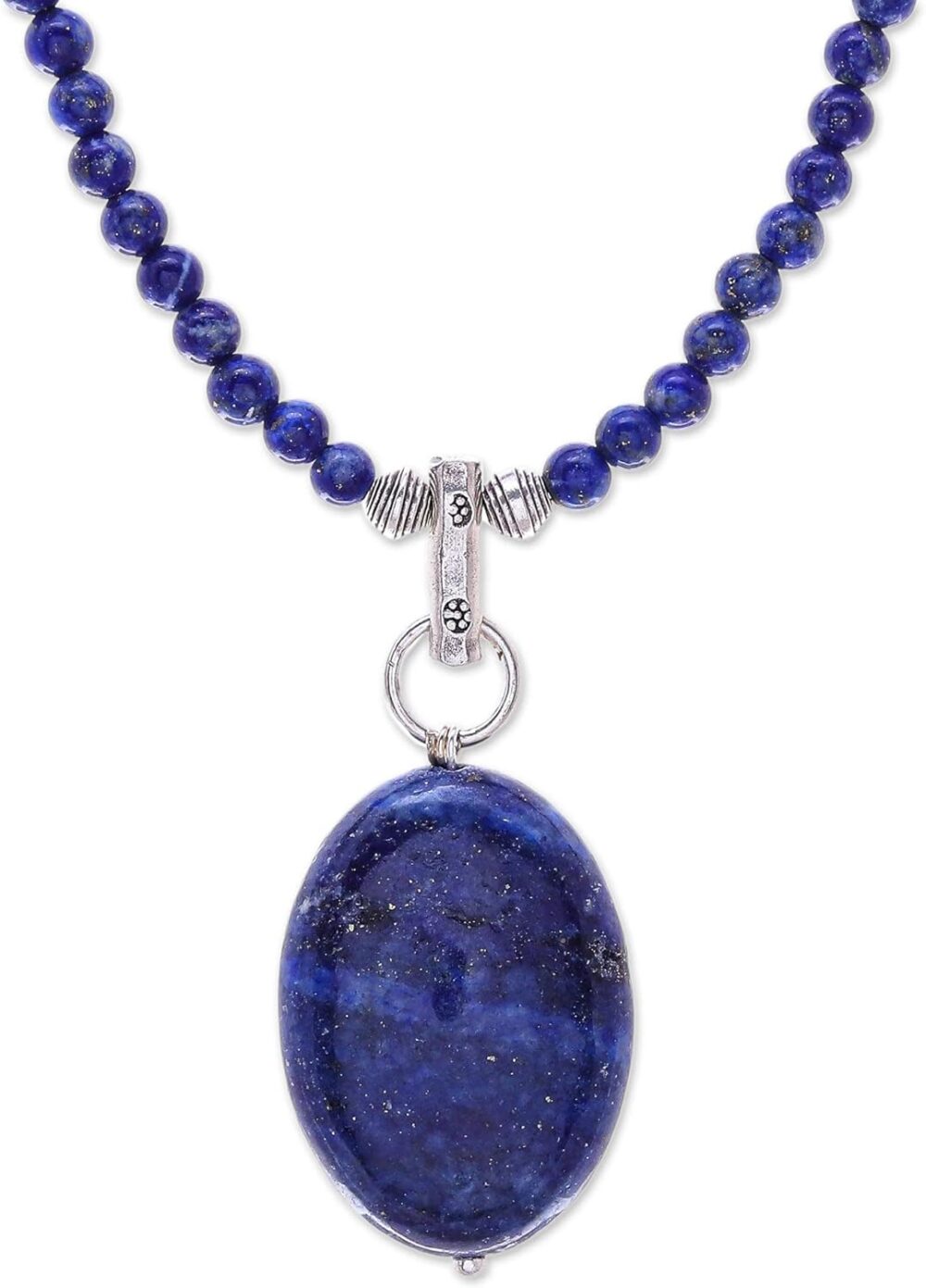 Handcrafted Lapis Lazuli Pendant Necklace | Crystal Pendant | Adjustable Sterling Silver Necklace | Artisan Blue Lady Necklace