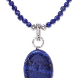 Handcrafted Lapis Lazuli Pendant Necklace | Crystal Pendant | Adjustable Sterling Silver Necklace | Artisan Blue Lady Necklace