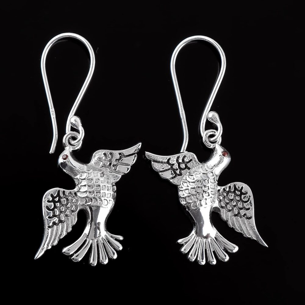 DEVMUKTI Oxidized 925 Sterling Silver Earrings, Elegant Bird Charm Design Earrings for Women, Handmade Jewelry, Birthstones, Drops, Bohemian Statement, Wedding, Christmas Gifts - Image 3