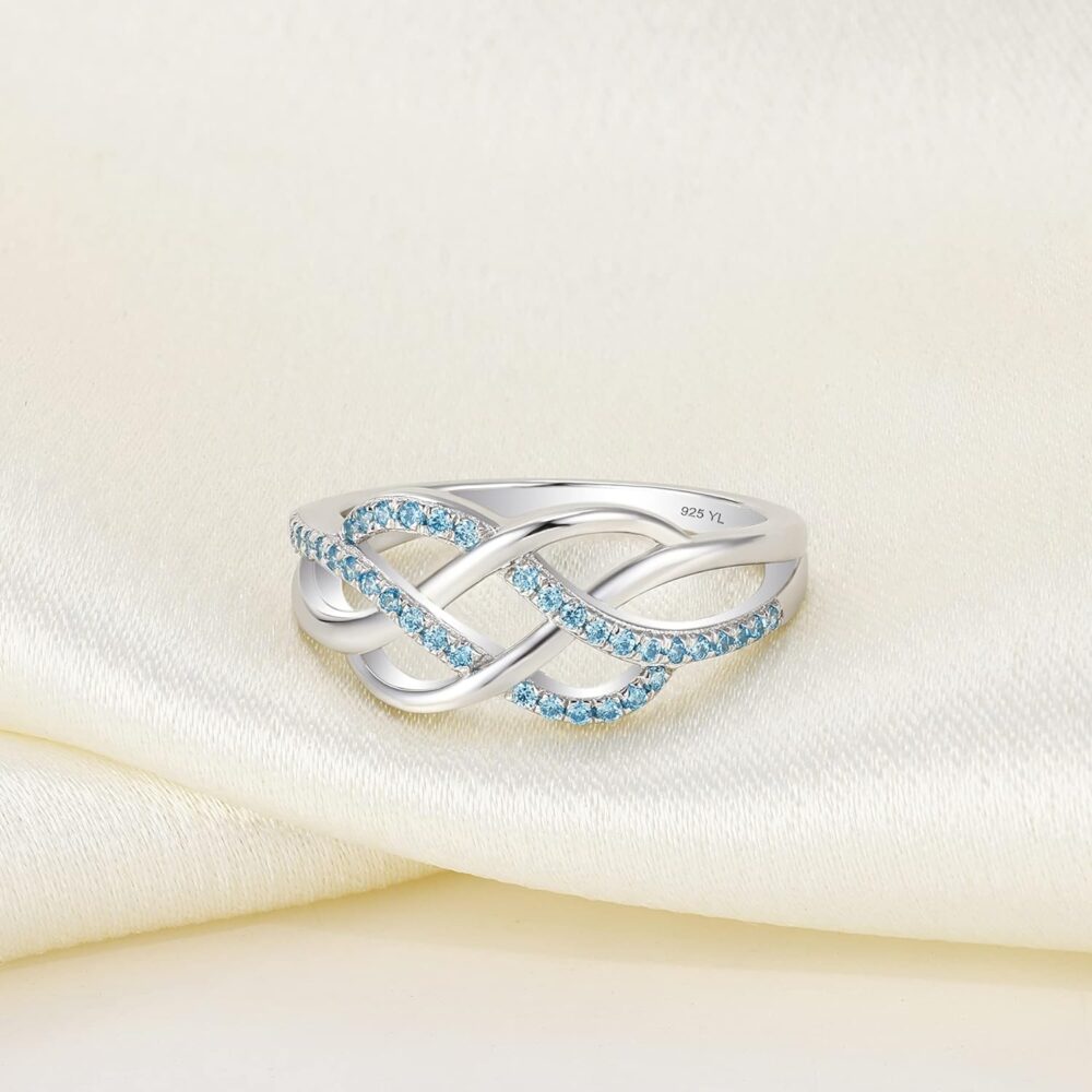 YL Celtic Knot Rings 925 Sterling Silver Twisted Knot Ring 18k White Gold Plated Infinity Statement Rings - Image 5