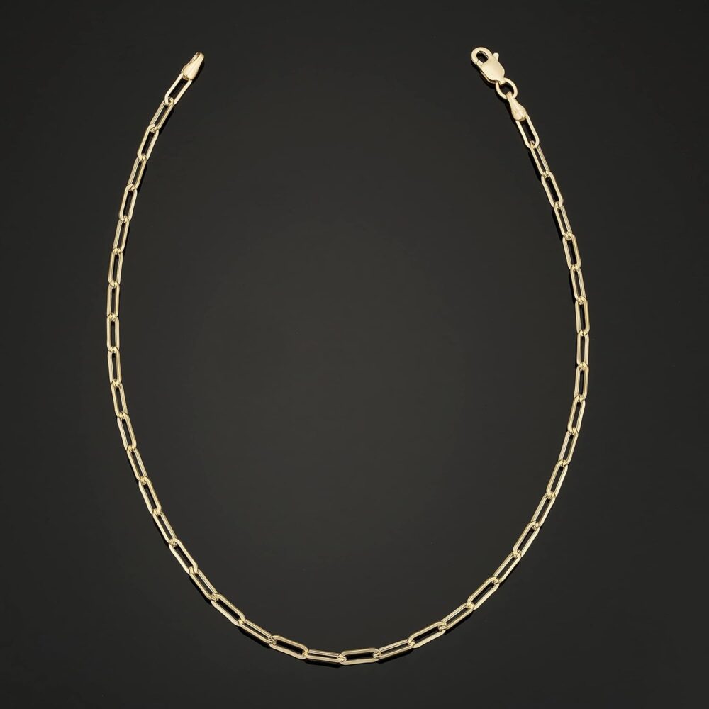 10k Yellow Gold Paperclip Link Chain Bracelet (2.5 mm, 7 inch) | Minimalist Jewelry for Women - Image 3