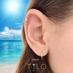 14k Yellow Gold Round Endless Hoop Earrings - 10-20mm… - Image 2