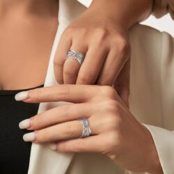 YL Twisted Knot Rings 925 Sterling Silver Criss Knot Ring 18k White Gold Plated Cubic Zirconia Infinity Statement Rings for Women - Image 3