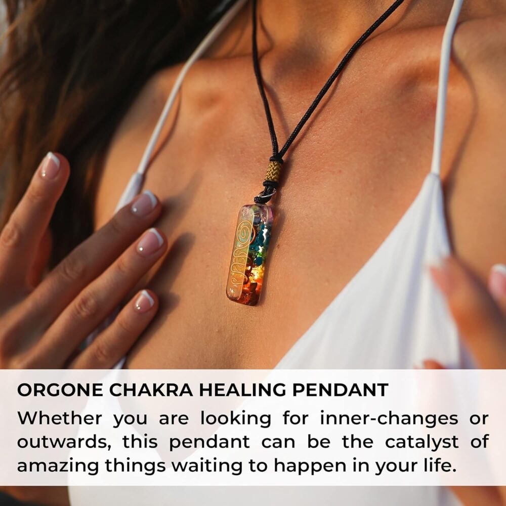 Orgone Chakra Healing Pendant - Adjustable Cord, 7 Chakra Stones Necklace for Energy Protection and Spiritual Healing - Image 3