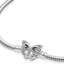 Pandora Moments Butterfly Clasp Snake Chain Bracelet - Compatible Moments Charms - Sterling Silver & Cubic Zirconia Charm Bracelet for Women - Gift for Her - 6.7" - Image 4