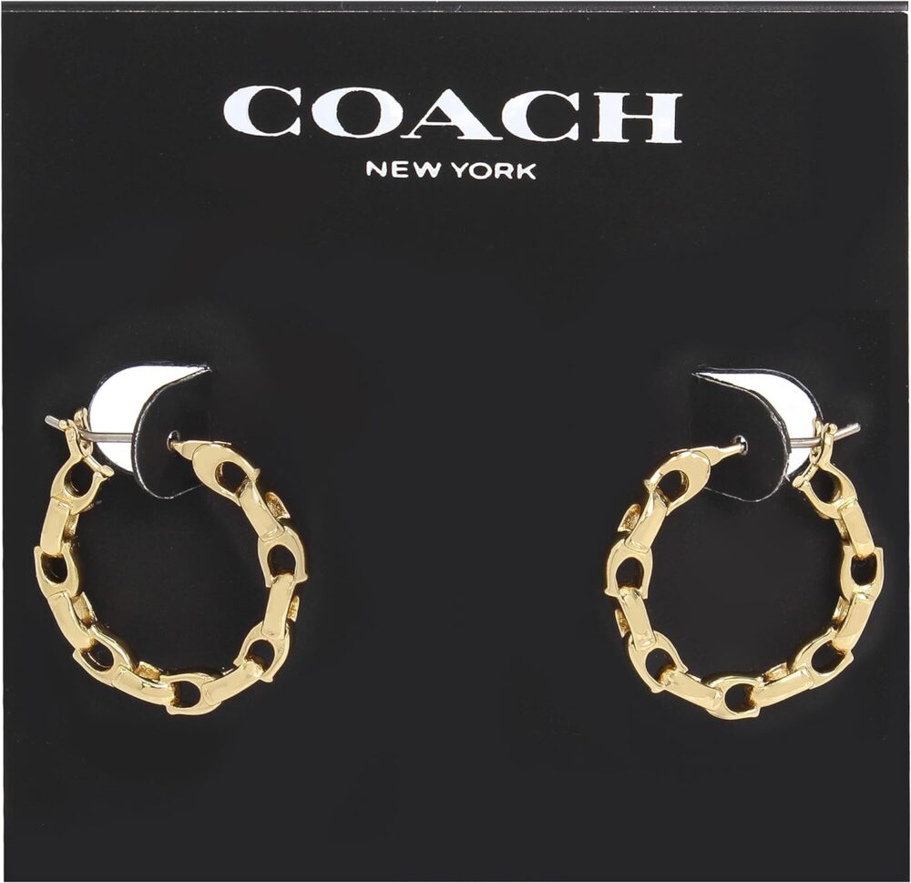 COACH Women's Signature Chain Hoop Earrings - Image 4