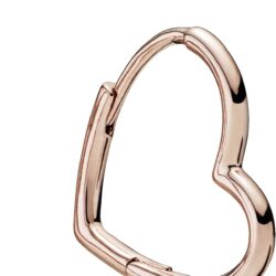 PANDORA Asymmetrical Heart Hoop Earrings - Minimalist Hoop Earrings - Stunning Women's Earrings - Great Gift for Her - 14k Rose Gold - Image 3