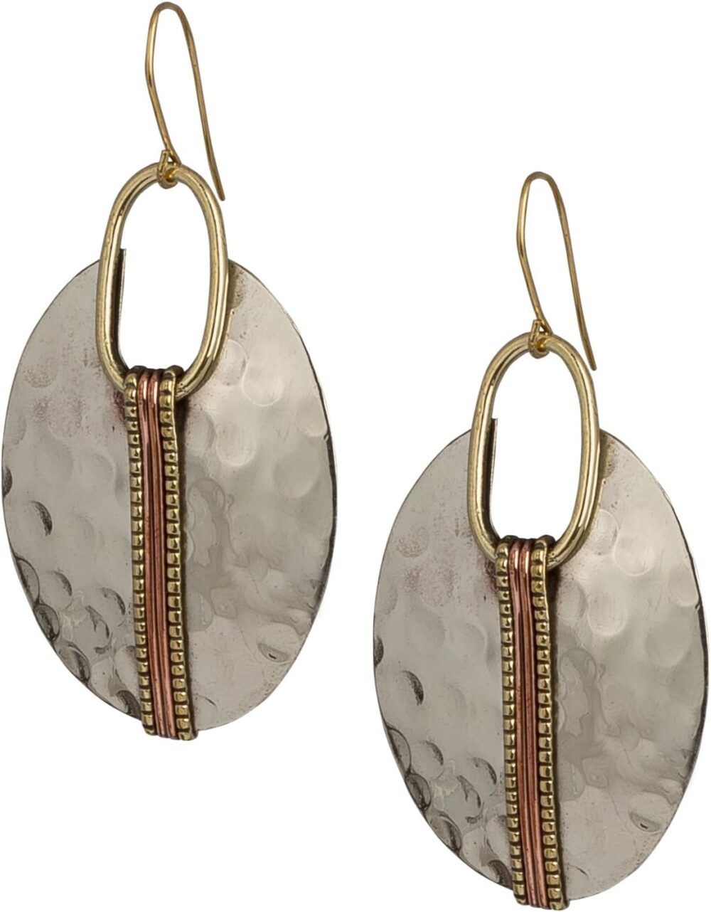 Boho Ethnic Hammered Earring for Women - Oval or Round