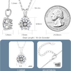 KRKC&CO moissanite pendant for women, Sterling Silver Lab Created Solitaire Diamond Pendant for Her, 4-Prong, GRA Certificate, Gift for Anniversary, Birthday, Wedding - to Wife, Girlfriend, Daughter - Image 3