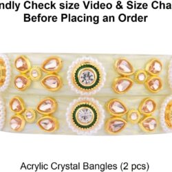 Efulgenz Indian Bangle Set Traditional Crystal Acrylic Bangle Faux Pearl Beaded Floral Tear Drop Kundan Bracelet Bangle Jewelry Set For Women (2 Pcs) - Image 5