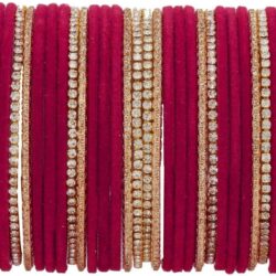 Efulgenz Indian Bangle Set Rhinestone CZ Crystal Wedding Bridal Velvet Bangle Bracelets Jewelry for Women Girls