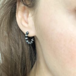 Small Sterling Silver Navajo Pearl Style Hoop Earrings for Women Beaded Western Jewelry Handmade in the USA - Image 6