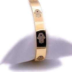 LESLIE BOULES 18K Gold Plated Hamsa Hand Cuff Bracelet for Women Fashion Jewelry